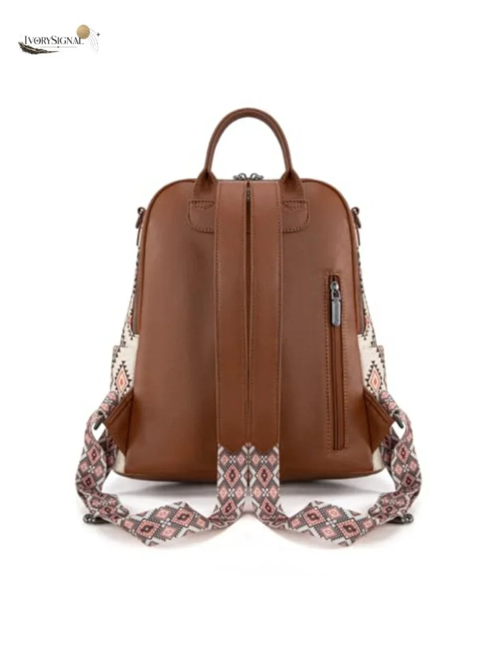 Convertible Backpack Purse with Aztec Embroidery, Hidden Pocket, Multi-Pocket